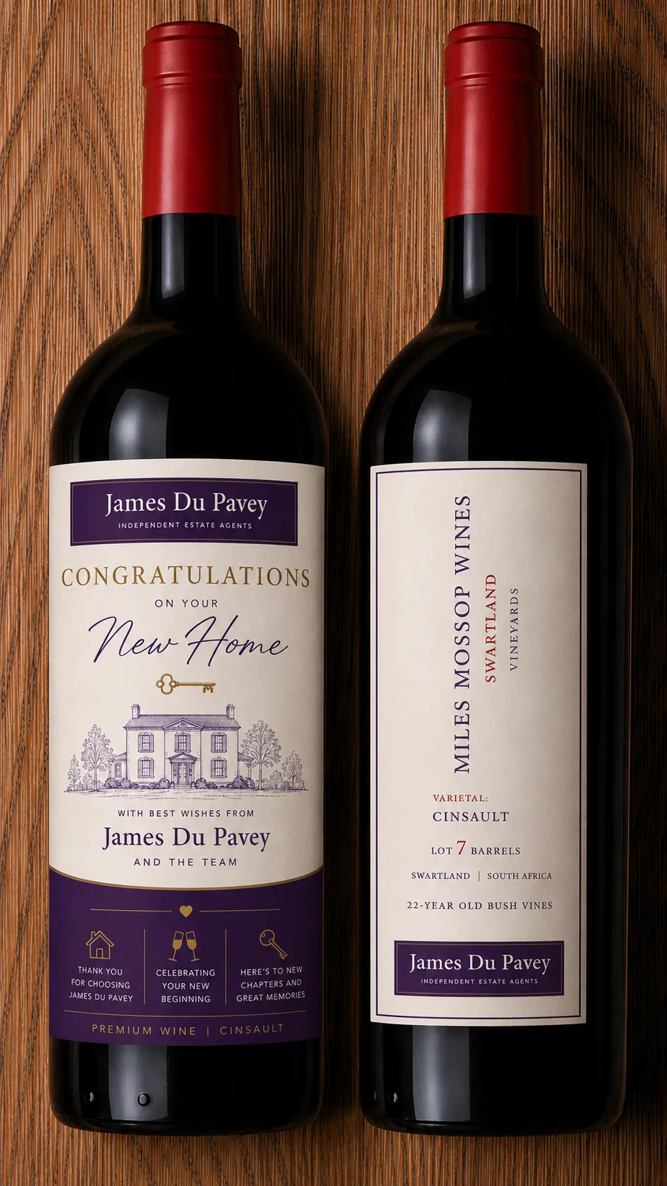 Bespoke corporate gift wine label